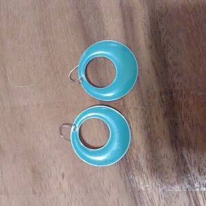 Turquoise circle dangle earrings